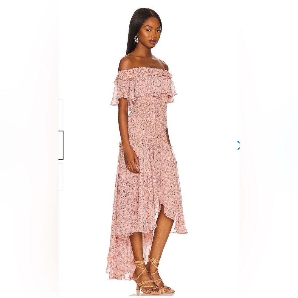 NWT $490 Misa Los Angeles Giada Paisley Off Shoulder Dress Size Medium